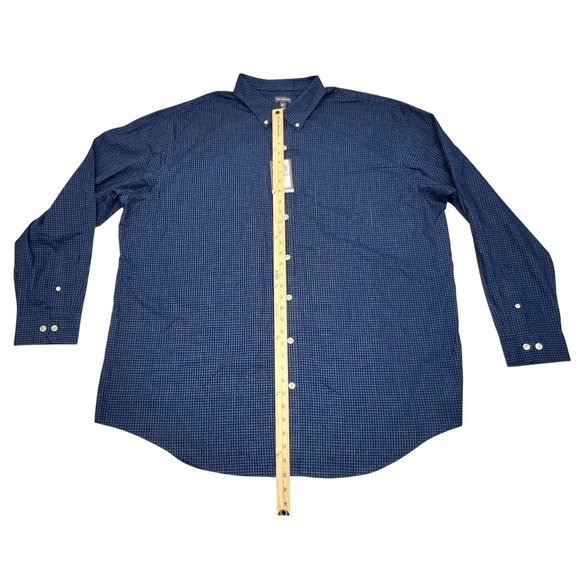 Van Heusen Big&Tall Shirt Men 3XLT Blue Dress Button Checked Casual Wrinkle Free - Picture 7 of 10
